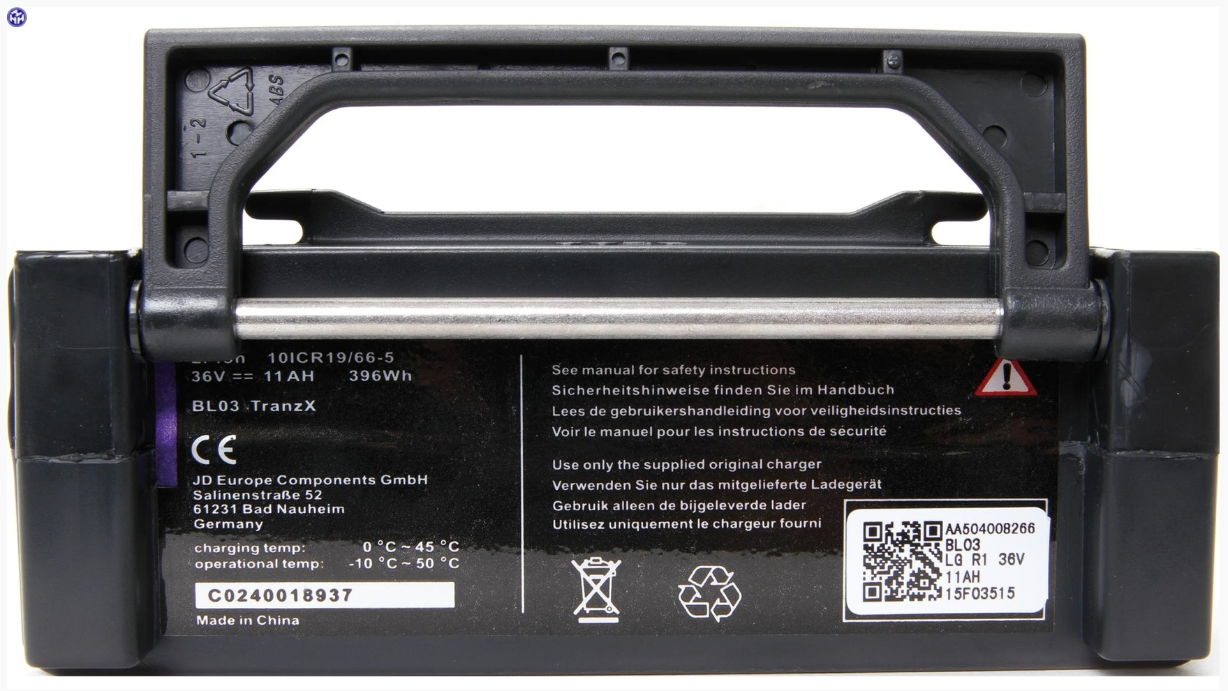 Batteri til elcykler med TranzX system BL-03 (36 volt) - eCykler a/s