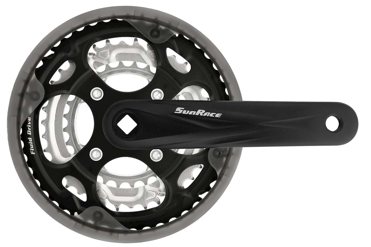 Kranksæt SunRace MTB 48/38/28 170 mm Sort M/Disc BOX127/129mm