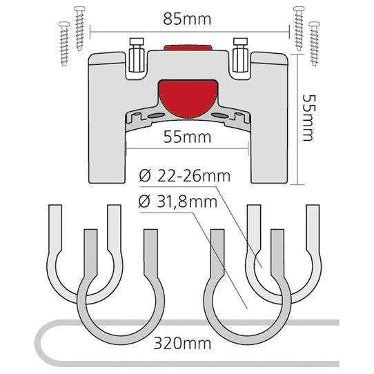 Klickfix styradapter u/lås standard + Oversize bøjler - eCykler a/s