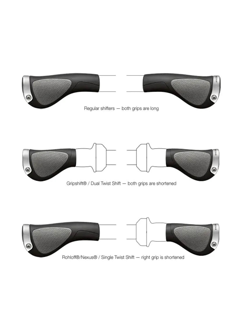 Ergon GP1 Ergonomiske Håndtag 130+100 - eCykler a/s 