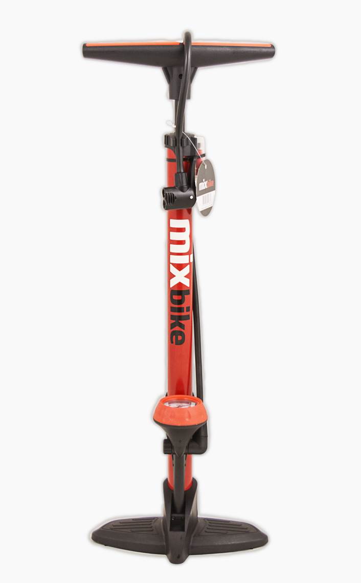 Mixbike fodpumpe, Rød Stål m/manometer - eCykler a/s 