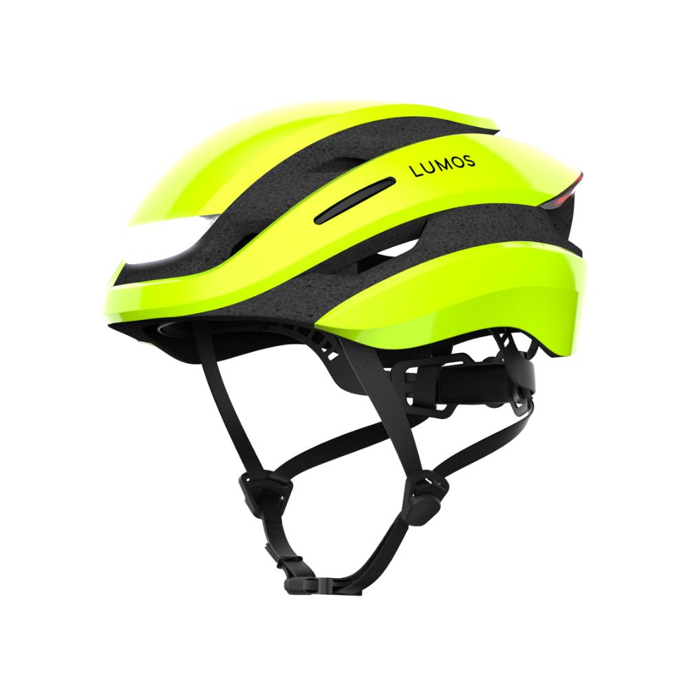 Lumos Ultra hjelm (electric lime). Str. 54-61 cm (S-L). Cykelhjelm med integrerede lygter, blinklys og bremselys.