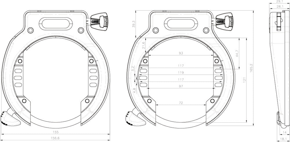 Abus AMPARO Lås Ring 4650XL Ekstra Bred